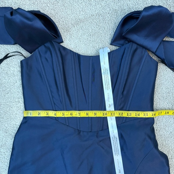 Alfred Sung D854 Bow Off‎ The Shoulder Corset Gown Midnight Navy 12 - Picture 7 of 9